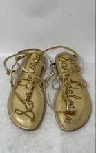 Load image into Gallery viewer, Sam Edelman Womens Clarra Gold Tone Leather Flat Strappy Sandals Size 5M
