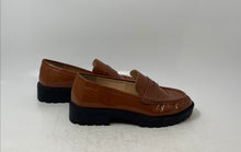 Load image into Gallery viewer, Loft Womens Brown Patent Leather Moc Toe Slip-On Penny Loafer Shoes Size 6
