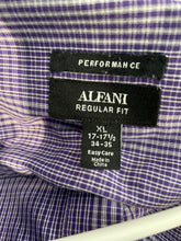 Load image into Gallery viewer, Alfani Mens Purple Plaid Regular Fit Performance Dress Shirt Size XL 17-17.5
