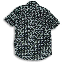 Load image into Gallery viewer, Michael Kors Mens Black White Short Sleeve Spread Collar Button-Up Shirt Size M
