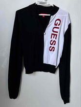 Load image into Gallery viewer, Guess Womens Black And White Colorblock Half-Zip Pullover Sweater Size XL
