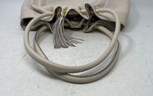 Load image into Gallery viewer, Michael Kors Womens Cream Pebbled Leather Tassel Double Handle Shoulder Purse
