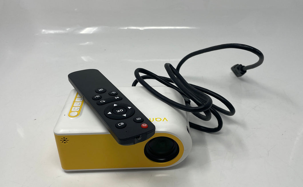 Vamvo Yellow White Portable Outdoor Movie LED Video Projector Powers On