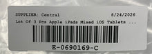 Load image into Gallery viewer, Lot Of 3 Pcs Assorted Apple iPad Silver Mixed iOS Tablets Not Tested For Parts

