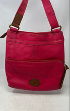 Load image into Gallery viewer, Fossil Womens Morgan Dark Pink Leather Adjustable Strap Zipper Crossbody Handbag
