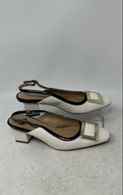 Load image into Gallery viewer, Alfani Womens Cienna White Black Leather Buckle Slingback Heels Size 6.5M
