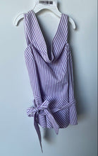 Load image into Gallery viewer, Express Womens White Purple Striped Cowl Neck Side-Zip Blouse Top Size 00
