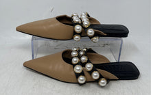 Load image into Gallery viewer, Zara Womens Brown Black Leather Pointed Toe Slip-On Pearl Mule Flats Size EUR 35
