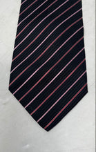 Load image into Gallery viewer, Sartori Mens Black Striped Silk Adjustable Pointed Tie One Size
