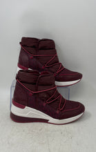 Load image into Gallery viewer, Michael Kors Womens Lula Burgundy Signature Print Leather Ankle Booties Size 8M
