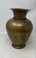 Load image into Gallery viewer, Collectible Gold-Tone Hammered Brass Vase With Rope Detail And Tassels
