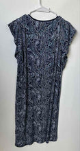 Load image into Gallery viewer, Michael Kors Womens Blue Paisley Short Sleeve Tie-Neck Shift Dress Size Large
