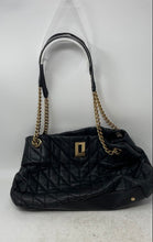 Load image into Gallery viewer, Karl Lagerfeld Womens Black Gold-Tone Leather Inner Pockets Shoulder Bag
