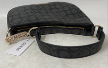 Load image into Gallery viewer, Guess Womens Bobbin Black Gray Signature Print Shoulder Handbag With Tags
