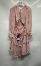Load image into Gallery viewer, Edite Mode Womens Pink Leopard Print Ruffle Tiered V-Neck Mini Dress Sz L W/ Tag
