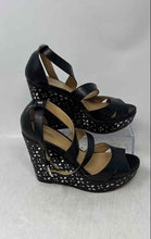 Load image into Gallery viewer, Michael Kors Womens Black Leather Open Toe Wedge Heel Platform Sandals Size 6.5M
