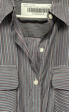 Load image into Gallery viewer, Express Womens Blue Multi Striped Long Sleeve Two Pockets Button-Up Shirt Size L
