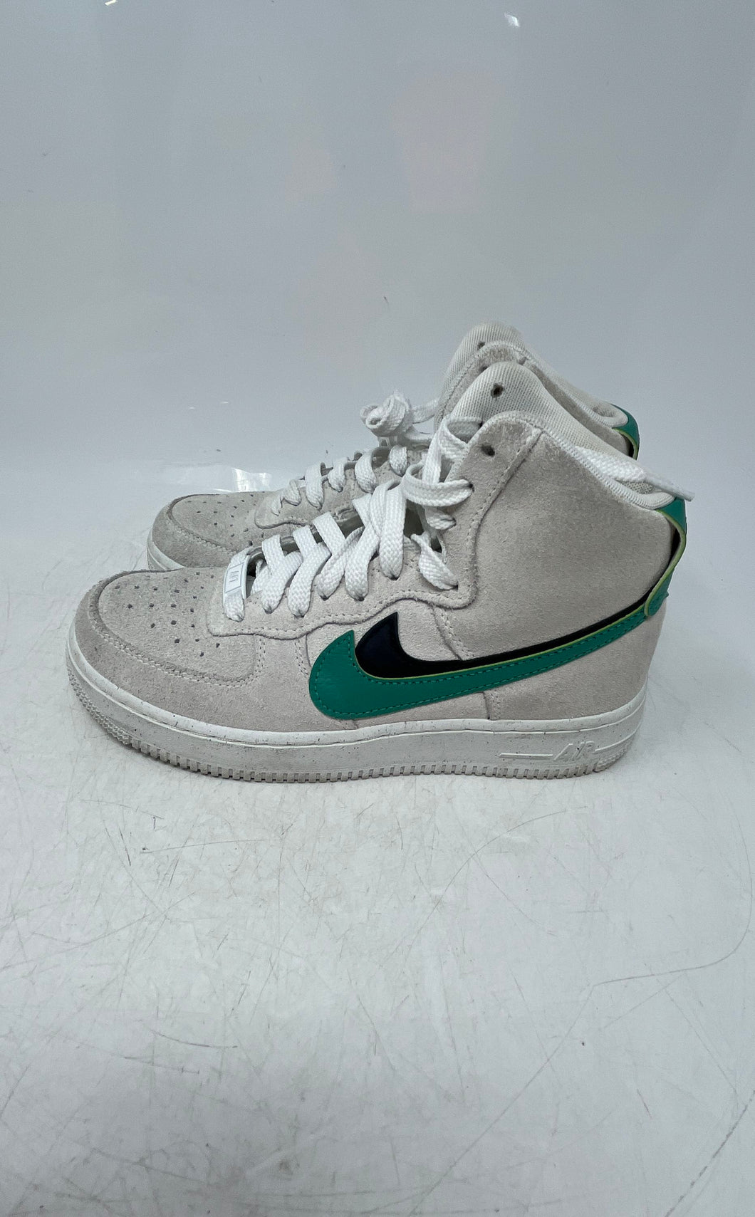 Nike Womens Air Force 1 High DO9460-100 Gray Black Green White Sneaker Shoes 6