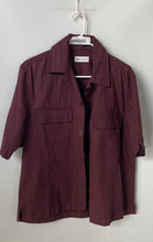 Load image into Gallery viewer, Zara Womens Wine Short Sleeve Pockets Collared Utility Button-Up Shirt Size S
