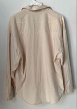 Load image into Gallery viewer, Express Womens Beige Collared Long Sleeve Button-Up Shirt Size Medium
