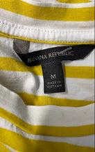 Load image into Gallery viewer, Banana Republic Womens Yellow White Striped Short Sleeve Pocket T-Shirt Size M
