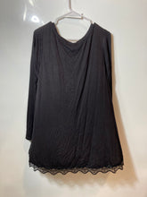 Load image into Gallery viewer, Lane Bryant Womens Black Long Sleeve Round Neck Lace Hem Blouse Top Size 14/16
