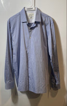 Load image into Gallery viewer, Ted Baker Endurance Mens Blue Geometric Cotton Slim Fit Dress Shirt Size 16.5
