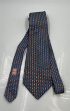 Load image into Gallery viewer, Christian Dior Mens Blue Printed Silk Keeper Loop Adjustable Pointed Tie
