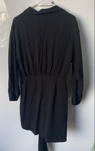 Load image into Gallery viewer, Zara Womens Black Long Sleeve Collared Twist Front Button Shirt Dress Size Small
