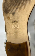 Load image into Gallery viewer, Michael Kors Womens White &amp; Brown Leather Buckle Strap Thong Sandals Size 6.5M
