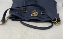 Load image into Gallery viewer, Michael Kors Womens Hamilton Blue Textured Leather Double Handle Lined Tote Bag
