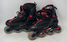 Load image into Gallery viewer, Aerowheels Unisex Kids ABEC-7 Rollerblades Black And Red Inline Skates Size 7
