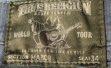 Load image into Gallery viewer, True Religion Mens Blue Denim Medium Wash Marco Straight Leg Jeans Size 38
