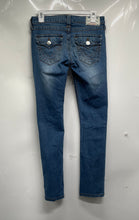 Load image into Gallery viewer, True Religion Womens Blue Denim Distressed Slim Fit Straight Leg Jeans Size 26
