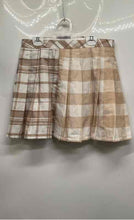 Load image into Gallery viewer, Forever 21 Womens White Brown Plaid Back Zipper Pleated Short Mini Skirt Size L
