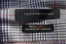 Load image into Gallery viewer, Tommy Hilfiger Mens Blue Plaid Athletic Fit Thflex Collar Dress Shirt XL 17.5
