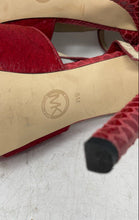Load image into Gallery viewer, Michael Kors Womens Nada Red Snakeskin Leather Stiletto Platform Heels Size 8
