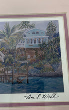 Load image into Gallery viewer, Watercolours Cottages Matted Signed Beach Scene Art Print By Pam E. Webb
