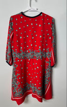 Load image into Gallery viewer, Zara Womens Red Printed Round Neck 3/4 Sleeve Sheath Dress Size Medium
