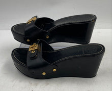 Load image into Gallery viewer, Authentic Tory Burch Womens Rosie Black Wedge Slide Sandals Size 6M Damaged
