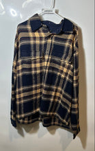 Load image into Gallery viewer, Express Mens Black Beige Plaid Flannel Collared Long Sleeve Shirt Jacket Size L
