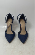 Load image into Gallery viewer, Aldo Womens Nicholes Blue Suede Pointed Toe Ankle Strap Pump Heels Size 7
