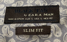 Load image into Gallery viewer, Black Tag By Zara Mens Gray Paisley Long Sleeve Slim Fit Button-Up Shirt Size L
