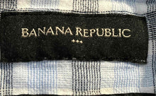 Load image into Gallery viewer, Banana Republic Mens Black Blue Plaid Standard Fit Button-Up Shirt Size L

