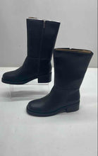 Load image into Gallery viewer, London Rag Womens Soora Black Faux Leather Side-Zip Mid-Calf Biker Boots Size 9
