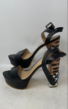 Load image into Gallery viewer, Ficelle Paris Womens Black White Block Heel Ankle Strap Sandals Size EUR 37

