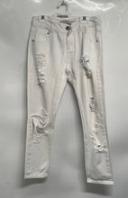 Load image into Gallery viewer, Zara Trafaluc Womens White Button Front Distressed Skinny Jeans Size 2

