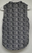 Load image into Gallery viewer, Theory Womens Sinaclaire Navy Blue White Abstract Plaid Silk Blouse Top Size S
