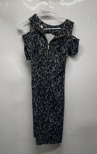 Load image into Gallery viewer, Michael Kors Womens Black Floral Lace Cold Shoulder Midi Sheath Dress Size XS
