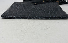 Load image into Gallery viewer, Tommy Bahama Womens Black Dark Blue Floral Engraved Leather Tassel Crossbody Bag
